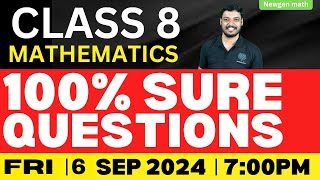 CLASS 8 MATHS FIRST TERM EXAM IMPORTANT QUESTIONS LIVE CLASS [upl. by Rosner]