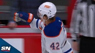 Connor McDavid Sends Slick Feed To Kasperi Kapanen For First Goal With Oilers [upl. by Onibas]