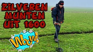 Twee zilveren munten uit 1600 gevonden met de new Quest v80 metaal detector [upl. by Glover]