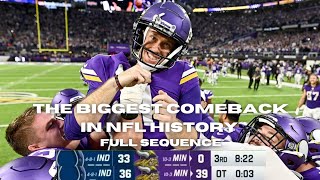 The Biggest Comeback in NFL History Vikings down 330 vs Colts  Full Sequence NFL 2022 Week 15 [upl. by Atirres]