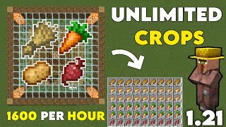 Easy amp Automatic Crops Farm In Minecraft 121  Produce 1600 Wheat Per Hour [upl. by Aerdnaxela]