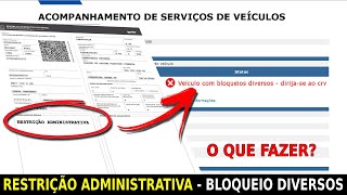 VEÍCULO COM RESTRIÇÃO ADMINISTRATIVA  BLOQUEIO DIVERSOS  O QUE FAZER [upl. by Jessalyn]