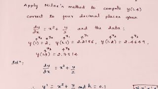 Numerical Methods  Milnes Method  18mat31 Module 4  JanFeb 2023 Qno 7c [upl. by Llenej]