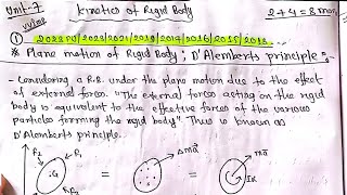 Unit7Kinetics of Rigid BodyAll theory notesApplied DynamicsBE Civil TU PU KU PoUVVI theory [upl. by Tepper]