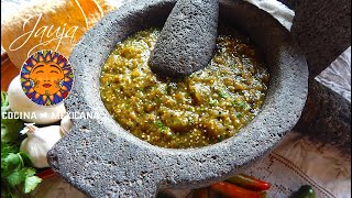 Salsa Verde Asada al Molcajete [upl. by Ahsaf]