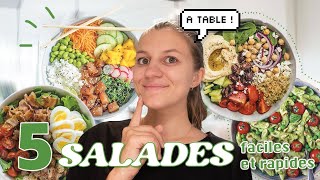 5 IDÉES DE SALADES FACILES ET RAPIDES  Recettes healthy gourmandes et pas chères [upl. by Dnar45]