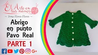 APRENDE A TEJER ESTE ABRIGO EN PUNTO PAVO REAL PARA NIÑAS TEJIDOS A CROCHET GACHILLO PASO A PASO [upl. by Gayl427]