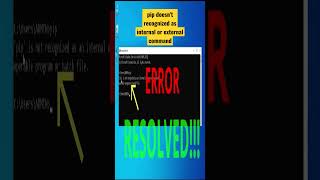 SOLVED pip doesnt recognized as internal or external command shorts viralshorts python [upl. by Asim369]