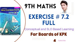 9th Maths Exercise 72 kpk Board  9th class maths chapter 7 exercise 72 kpk board [upl. by Khai]