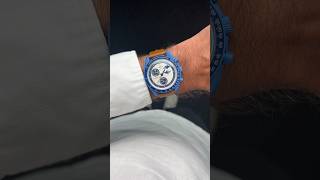 New MoonSwatch Super blue Moonphase on a brown watch strap [upl. by Leirej]