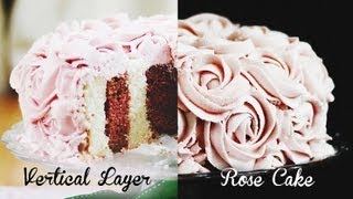 VERTICAL Layer Rose Cake quotSurprise Insidequot Tutorial [upl. by Ruhnke731]