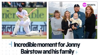 An incredible moment for Jonny Bairstow as he joins the England 💯 Club  India vs England 5th Test [upl. by Nosliw364]