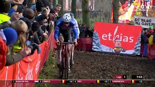 Van der Poel in EPIC Cyclocross battle with Van Aert and Pidcock  Gavere highlights [upl. by Liuqnoj]