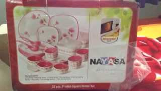 Nayasa dinner set unboxing from snapdeal in Hindi [upl. by Htinnek]