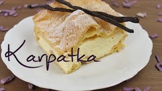 Karpatka Rezept  polnischer Windbeutelkuchen  mit Brandteig und Puddingcreme [upl. by Ardnoel]