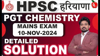 Detailed Solution Hpsc Pgt Chemistry Mains Exam 10 November 2024  Paper Solution  Gacs Jaipur [upl. by Rehpretsirhc]