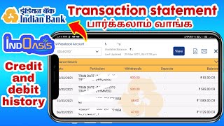 how to see transaction statement in indoasis app for Indian bank customer mobile banking [upl. by Lseil]