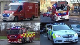 Two tone sirens Ambulances Fire Engines amp Police cars responding in Europe [upl. by Alil429]