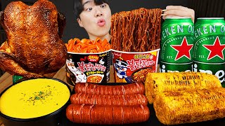 ASMR MUKBANG 불닭볶음면 amp 소세지 amp 양념 치킨먹방 FIRE Noodle amp FRIED CHICKEN amp SAUSAGE EATING SOUND [upl. by Leahcimnhoj]