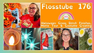 Flosstube 176 Halloween cross stitch finishes home tour and creating pun costumes [upl. by Nesilla99]