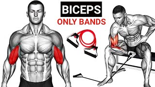 Resistance band biceps workout  Build Arms with bands [upl. by Gnaw]