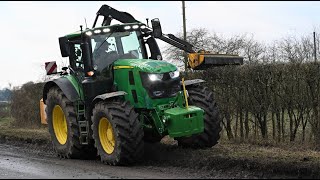 Hedge Cutting with John Deere 6250R and McConnel Trimmer  Hedge Cutting 2023 [upl. by Mairam]