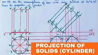 Projection of Solids in Engineering Drawing  Cylinder I EG  Tamil [upl. by Aleyak]