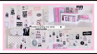 Redecorating my desk  kpop pinterest inspired sanrio pink [upl. by Perkoff]