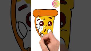 How to Draw and Color Cute Pizza Slice  Easy Tutorial for Kids [upl. by Atirma]