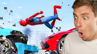 Reacting To INSANE GTA 5 SPIDERMAN Car Crashes [upl. by Cassey]