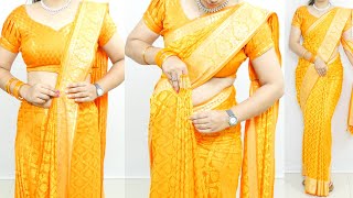 Easy way to saree draping with perfect pleats  how to make hip pleats [upl. by Lisandra]