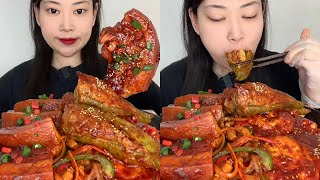 ASMR EP 1223 Mukbang 🔥 Fried food Noodles Delicious Pork eating show Eating Sound [upl. by Adoree]