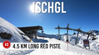 Skiing 45 km long red piste 40 in Ischgl Samnaun [upl. by Nitsraek]