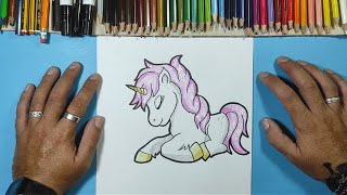 Como dibujar un unicornio paso a paso 19  How to draw a unicorn 19 [upl. by Ylrebme]