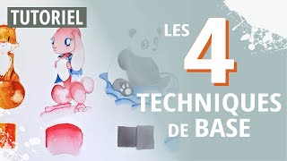 Comment débuter laquarelle COURS COMPLET  les 4 techniques de bases et des exemples kawaii 😻 [upl. by Mackenie]