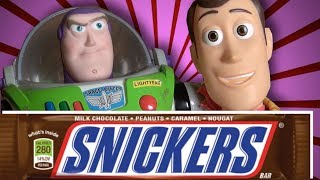 Toy Story 4 Snickers Candy Bar Parody  Woody amp Buzz Lightyear IRL Kids Wild Ride [upl. by Sutton296]