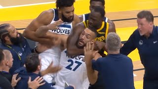 Draymond Green headlocks Rudy Gobert after Klay Thompson and Jaden McDaniels fight 😳 [upl. by Irem]