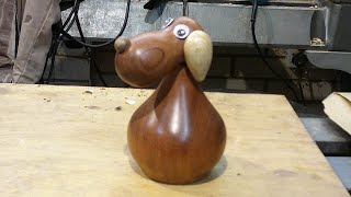 Wood turning an adorable Dog using three different woods 90 [upl. by Relyat]