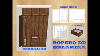 Como hacer un ropero de melamina  sketchup [upl. by Madda]