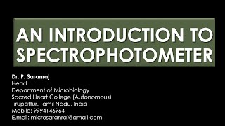 An Introduction to Spectrophotometer [upl. by Mas]