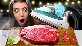 ASMR COOKING FOOD WITH STEAM IRON BACON STEAK HASHBROWNS WAFFLES TOASTER STRUDELS MUKBANG 먹방 [upl. by Whetstone]