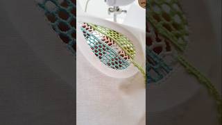 Sewing Tips And Tricks Making Leaf Design On White Fabric With 3 Different Clr Laces Shorts asmr [upl. by Welcy]