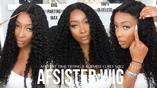 BURMESE CURLY GLUELESS WIG  HOW TO DEFINE THE CURLS LIKE THE GWORLS  FT AFSISTER WIG [upl. by Arreyt]