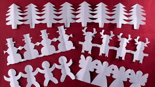 Easy decorative paper chain for Xmas DIY Paper cutting design easy [upl. by Nerok]