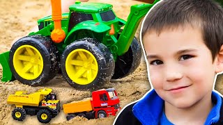 Pretend Play with Construction Trucks for Kids  Diggers Excavators Dump Trucks  JackJackPlays [upl. by Mossberg]