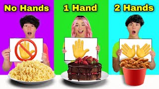 No Hands VS One Hand VS Two Hands Eating Challenge [upl. by Dolorita]