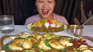 mukbang fried rice mix fried beef mom beef curchi murchi Seem sag pakora gharko dallea khorsani [upl. by Jaquenette]