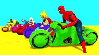 Learn Color MOTOR Cycles and Cars Fun Video w Superheroes 3d Cartoon Animation for Babies [upl. by Edahc]