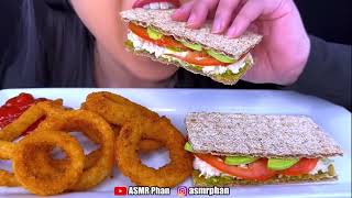 ASMR PHAN BITES ONLY TUNACADO SANDWICH amp ONION RINGS ASMR [upl. by Goodson]