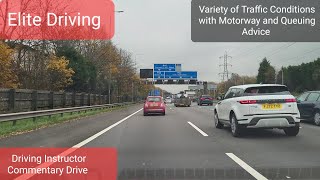 Driving Instructor Commentary Drive Lane Advice Motorway Driving Overtaking Traffic Queuing Tips [upl. by Inahteb]